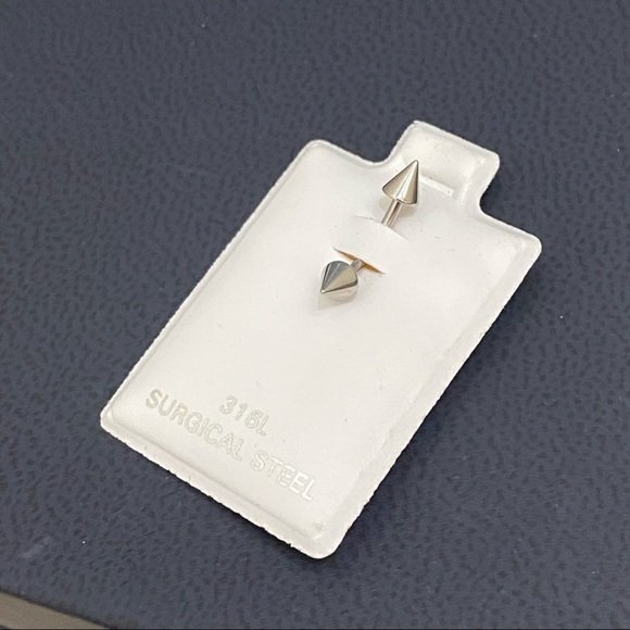 316L Stainless Steel Cone Bent Barbell Piercing - Picture 7 of 8